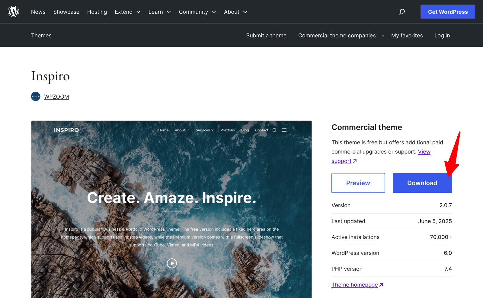 Inspiro theme on WordPress.org