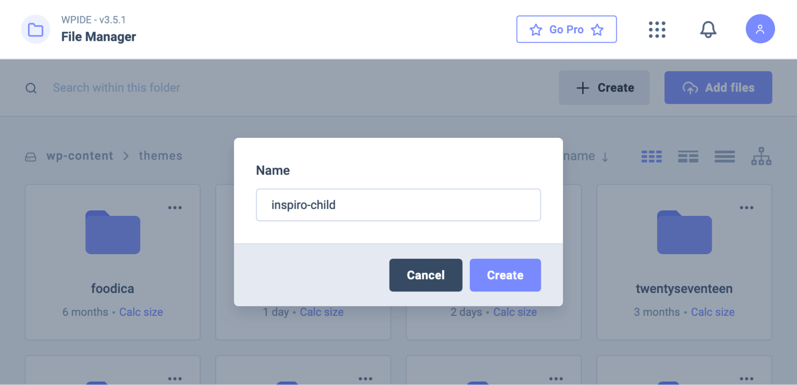 WPIDE > Child folder name