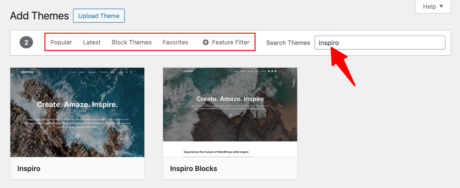 Add Themes > Search