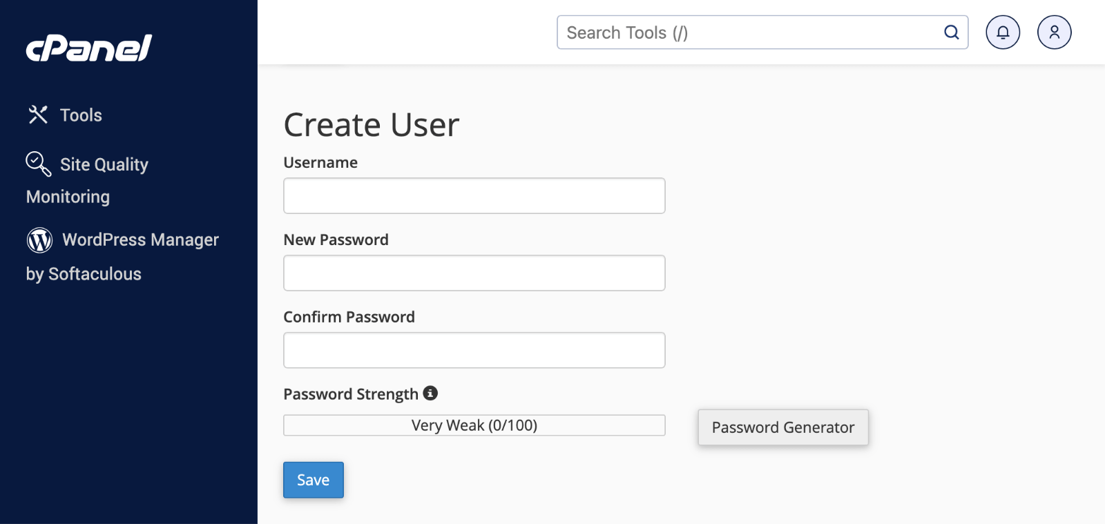 cPanel Directory Privacy username password