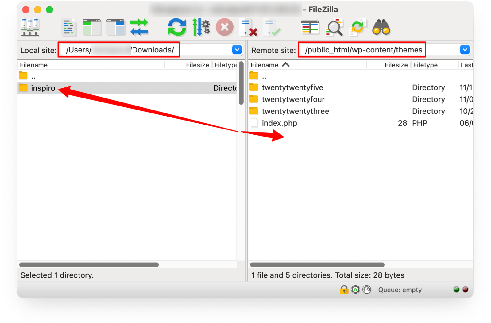 FileZilla > Copy theme