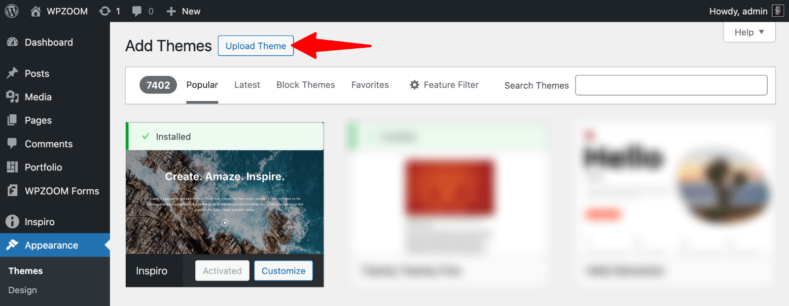 Upload theme