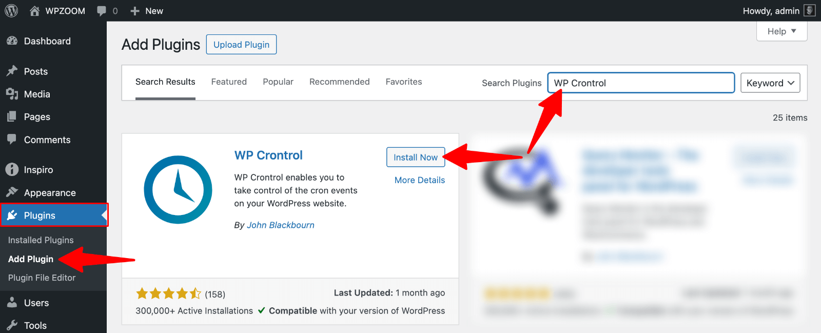 WP Control plugin