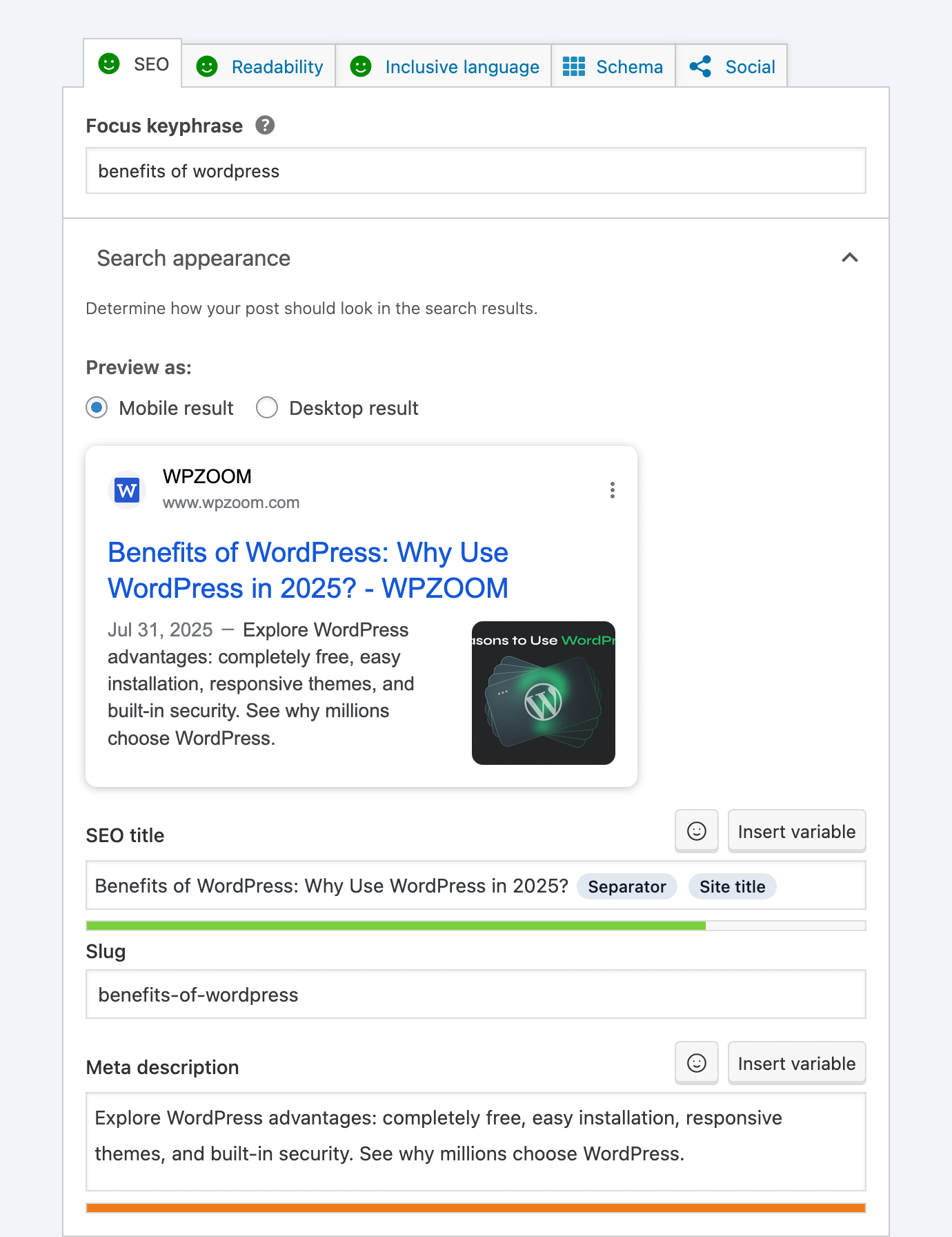 Yoast SEO > Search Appearance