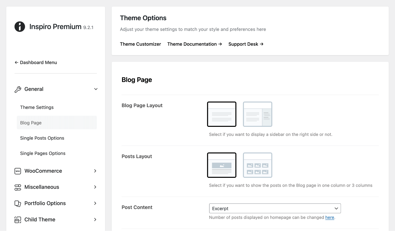Inspiro Premium Theme Options