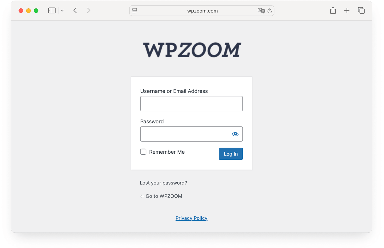 WordPress login page