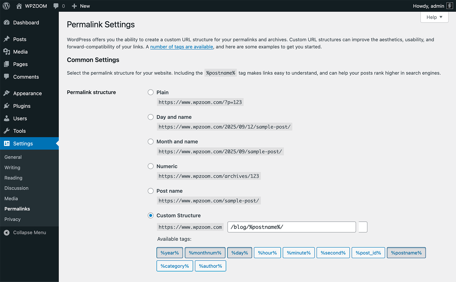 Permalink Settings