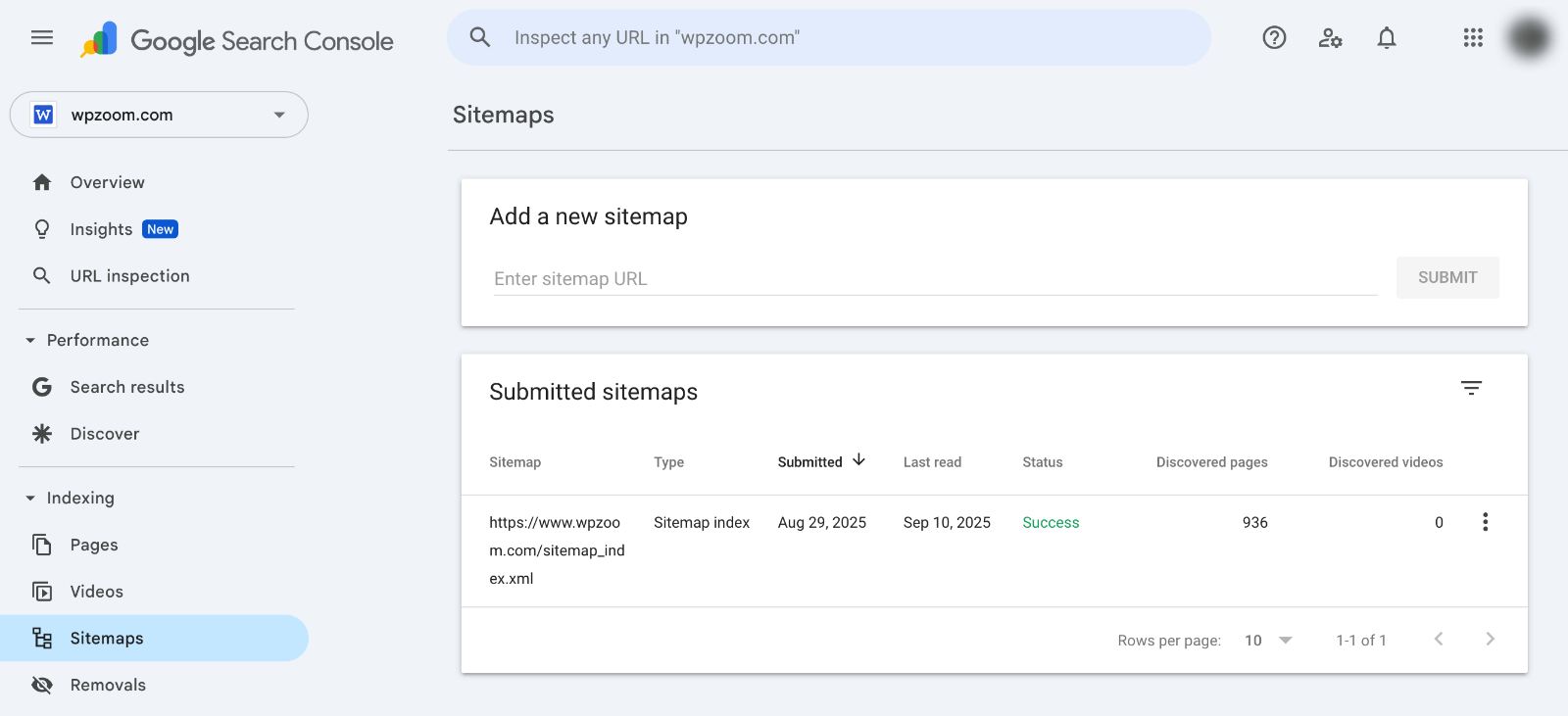 Google Search Console - Add sitemap