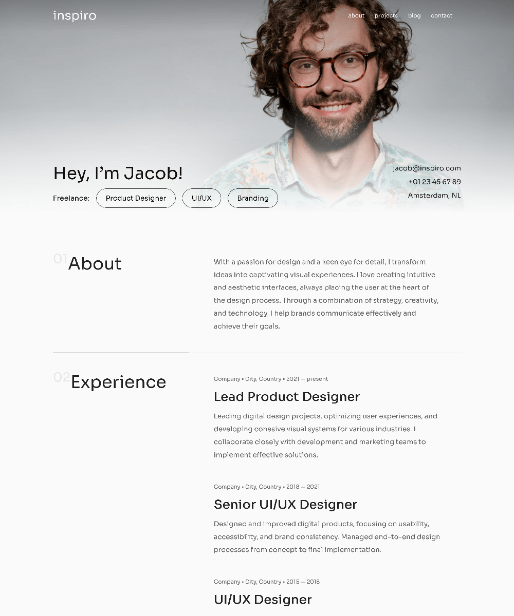 Inspiro Lite Freelancer 2 (One-Page)