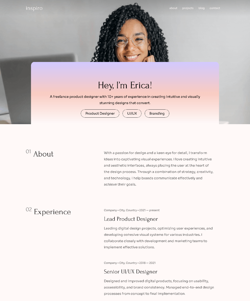 Inspiro Lite Freelancer (One-Page)