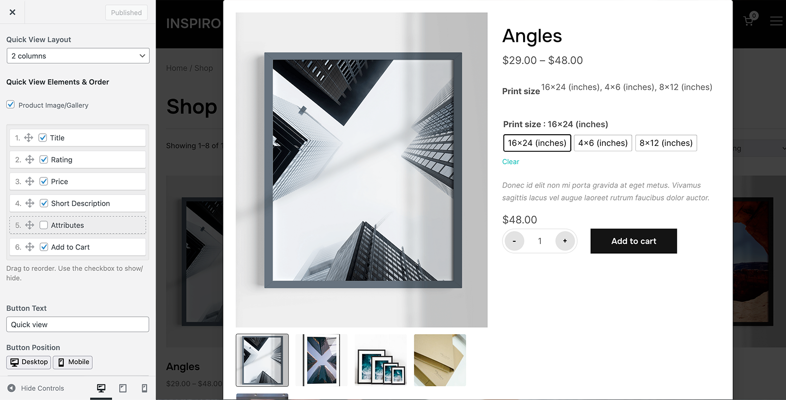 Inspiro Premium WooCommerce quick view