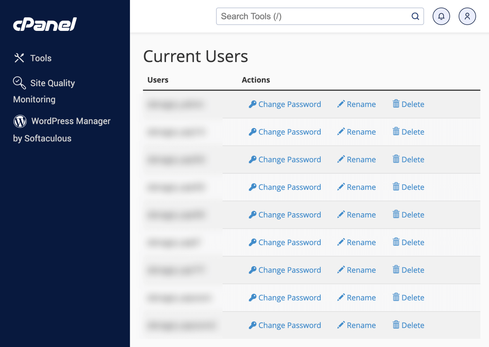 cPanel MySQL Databases users