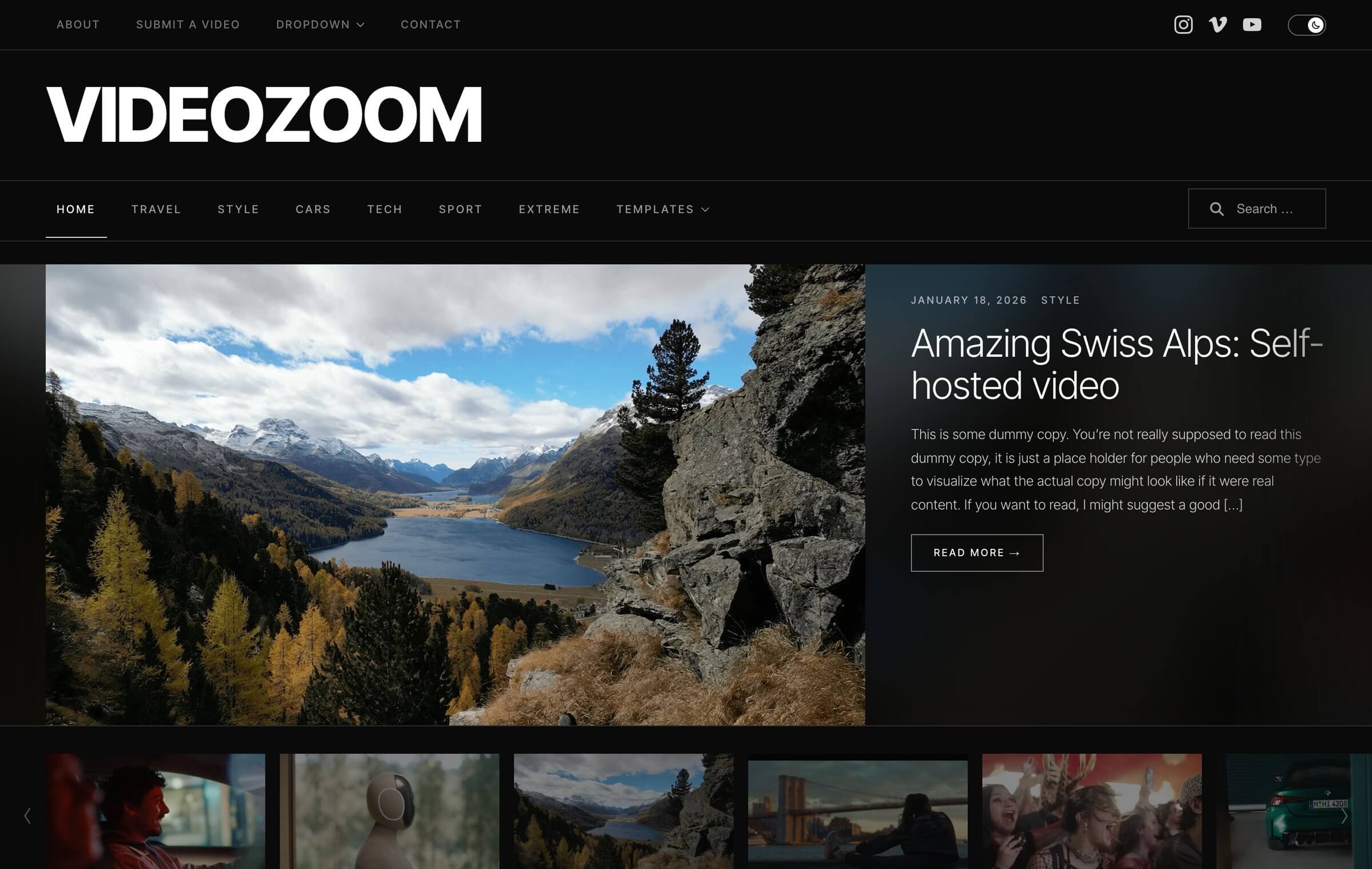 Videozoom 5.0 WordPress video theme — the new Editorial design