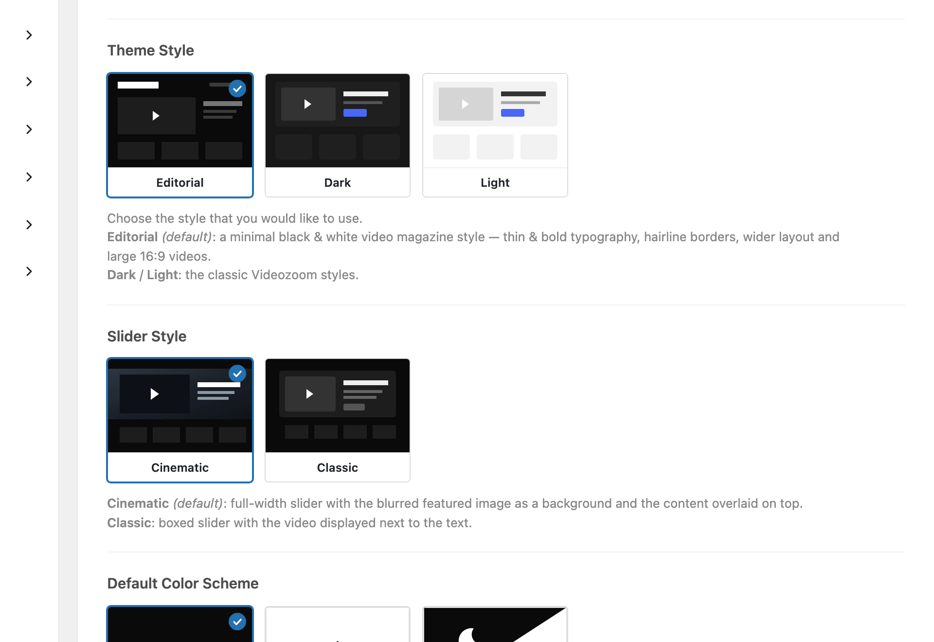Visual Theme Options in Videozoom 5.0