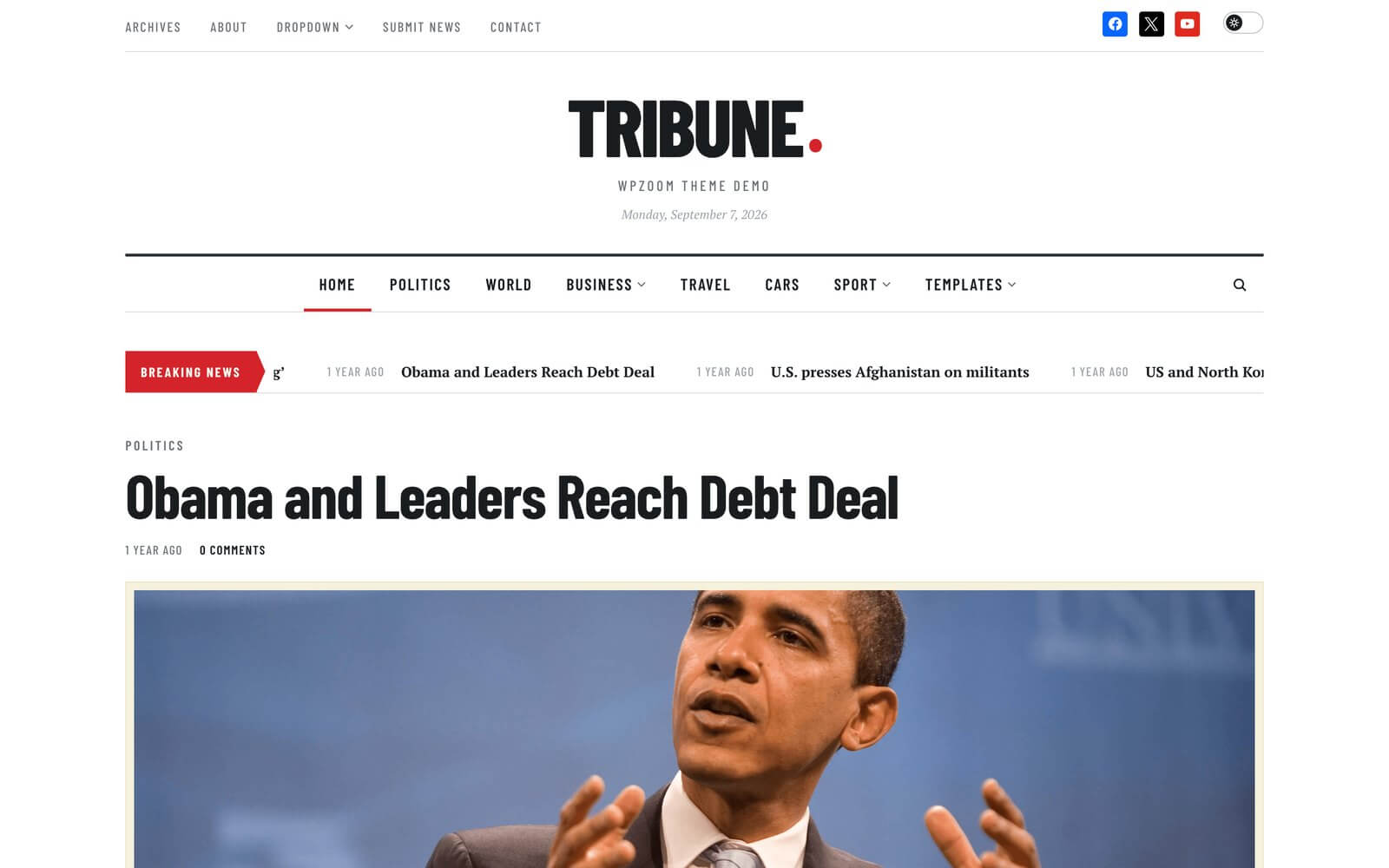 Tribune WordPress theme – Broadsheet style, the classic newspaper layout